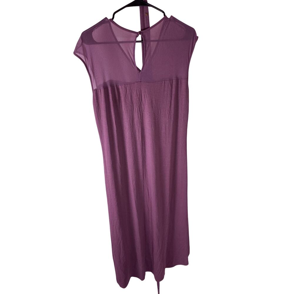 Purple Sheer Wrap Dress Womens Large Flowy Studded Belt Boho Midi Dress - Picture 3 of 5